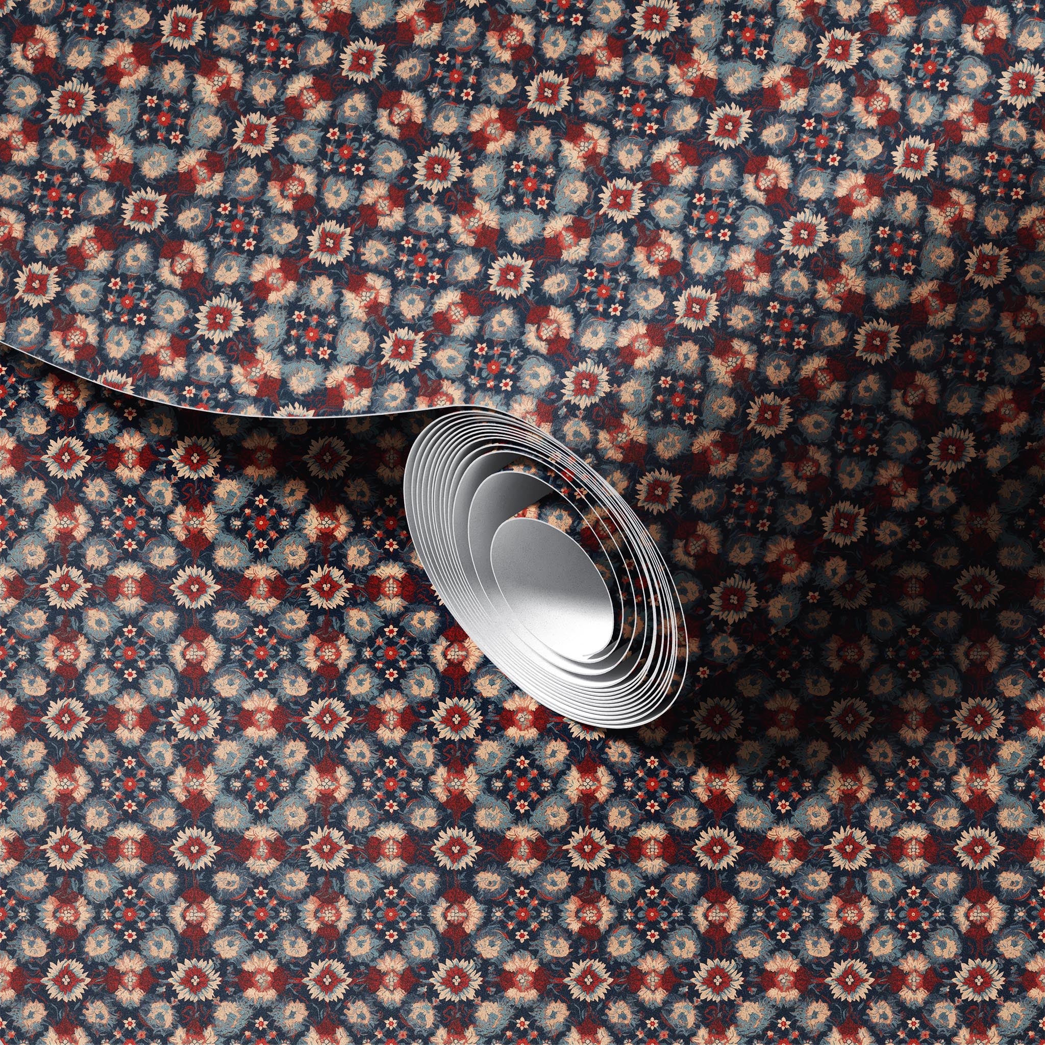 Velvet Wine peel and stick wallpaper room mockup